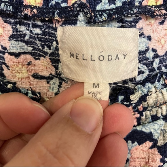 Melloday floral 3/4 sleeve pinafore blouse women’s size medium - Picture 2 of 6